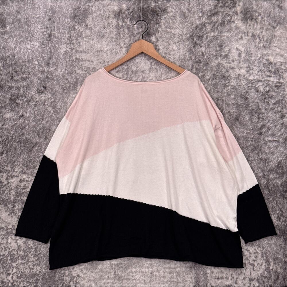 Planet Lauren G Top OS Womens Color Block Knit Long Sleeve Tunic